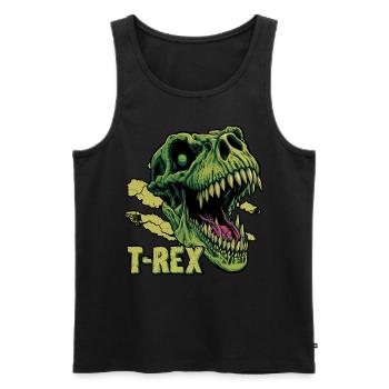 T-Rex Dinosaur Tyrannosaurus Rex Roaring Dino Head - Men's Premium Organic Tank Top - black - Front - AI Model Male 178 light (178cm)