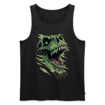 T-Rex Dinosaur Tyrannosaurus Rex Roaring Dino Head - Men's Premium Organic Tank Top - black - Front - AI Model Male 178 light (178cm)