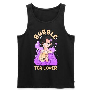 Bubble Tea Lover Cute Anime Girl Boba Milk - Men's Premium Organic Tank Top - black - Front - AI Model Male 178 light (178cm)
