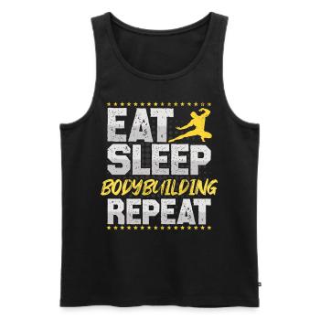 Musculation Manger Dormir Répéter Hobby Musculation - Débardeur bio Premium Homme - noir - Devant - AI Model Male 178 light (178cm)