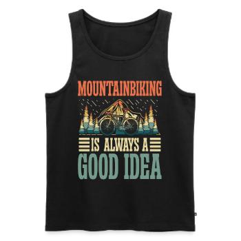Mountain biking is always a good idea - Men's Premium Organic Tank Top - black - Front - AI Model Male 178 light (178cm)