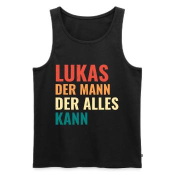 Lukas Der Mann Der Alles Kann Vorname Lukas - Männer Premium Bio Tank Top - Schwarz - Vorne - Michal (187cm)