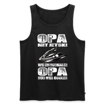 Opa Mit Jetski Wie Ein Normaler Opa Nur Cooler - Männer Premium Bio Tank Top - Schwarz - Vorne - Michal (187cm)