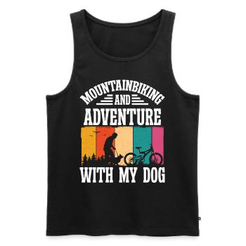 Mountainbiking and Adventure with Dog - Men's Premium Organic Tank Top - black - Front - Michal (187cm)