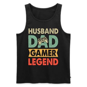 Husband Dad Gamer Legend Gamer Dad - Men's Premium Organic Tank Top - black - Front - AI Model Male 178 light (178cm)