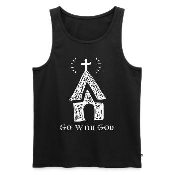 Jésus-Christ, Église, Foi Proverbe chrétien - Débardeur bio Premium Homme - noir - Devant - Michal (187cm)