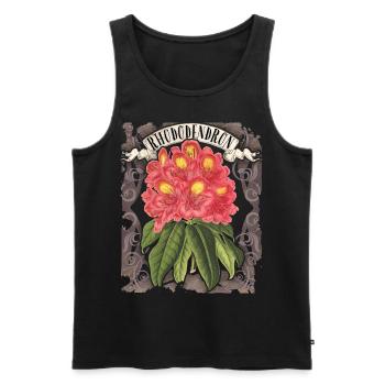 Rhododendron vintage botanique illustration - Débardeur bio Premium Homme - noir - Devant - AI Model Male 178 light (178cm)