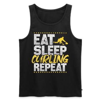 Curling Eat Sleep Repeat Eis Sport Hobby Curling - Männer Premium Bio Tank Top - Schwarz - Vorne - Michal (187cm)