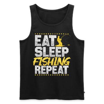 Pêche Manger Dormir Répéter Cannes à pêche Hobby Pêche - Débardeur bio Premium Homme - noir - Devant - AI Model Male 178 light (178cm)