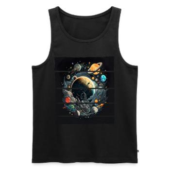 Space Planeten Astronaut für einen Kinder und - Männer Premium Bio Tank Top - Schwarz - Vorne - AI Model Male 178 light (178cm)