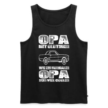 Opa Mit Oldtimer Wie Ein Normaler Opa Nur Cooler - Männer Premium Bio Tank Top - Schwarz - Vorne - AI Model Male 178 light (178cm)