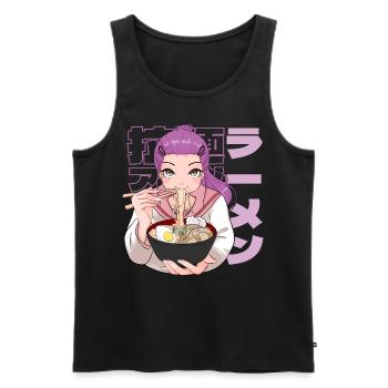 Japanese School Girl Anime Ramen Noodle Soup - Männer Premium Bio Tank Top - Schwarz - Vorne - Michal (187cm)