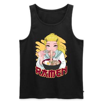Kawaii Anime Ramen Girl Nouilles japonaises - Débardeur bio Premium Homme - noir - Devant - Michal (187cm)