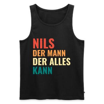 Nils Der Mann Der Alles Kann Vorname Nils - Männer Premium Bio Tank Top - Schwarz - Vorne - AI Model Male 178 light (178cm)