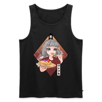 Anime Girl Japanese Food Waffle Pancake Lover - Men's Premium Organic Tank Top - black - Front - Michal (187cm)