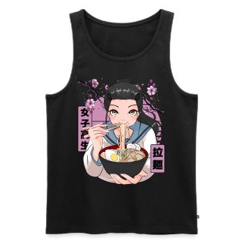 Anime Girl Ramen Noodle Japanese Cherry Blossom - Männer Premium Bio Tank Top - Schwarz - Vorne - Michal (187cm)