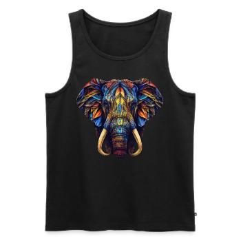 Géométrique Éléphant Coloré Abstrait Arc-en-ciel - Débardeur bio Premium Homme - noir - Devant - Michal (187cm)