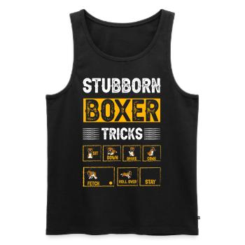 Stubborn Boxer Tricks - Männer Premium Bio Tank Top - Schwarz - Vorne - Michal (187cm)