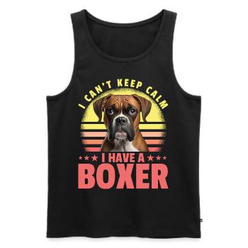 Je n’arrive pas à rester calme J’ai un Boxer - Débardeur bio Premium Homme - noir - Devant - Michal (187cm)