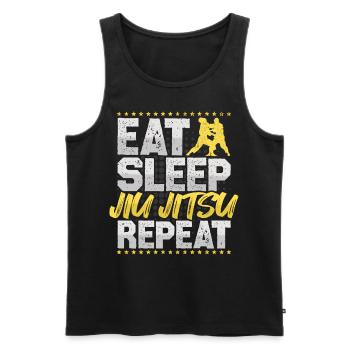 Jiu Jitsu Eat Sleep Repeat Kampfkunst Jiu Jitsu - Männer Premium Bio Tank Top - Schwarz - Vorne - Michal (187cm)