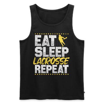 Lacrosse Eat Sleep Repeat Lax Hobby Lacrosse - Männer Premium Bio Tank Top - Schwarz - Vorne - Michal (187cm)