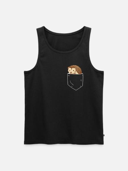 Hedgehog in breast pocket - Men's Premium Organic Tank Top - black