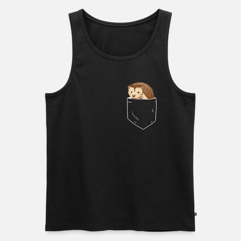 Igel in Brusttasche - Männer Premium Bio Tank Top - Schwarz