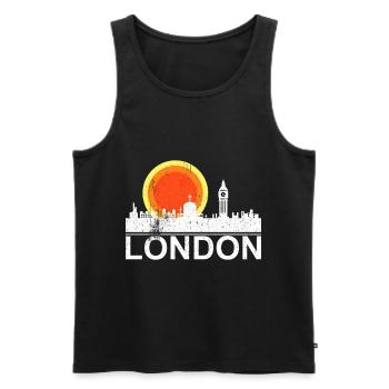 Londres Big Ben Skyline Coucher de soleil - Débardeur bio Premium Homme - noir - Devant - Michal (187cm)