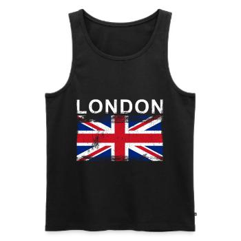 Angleterre Londres City Flag - Débardeur bio Premium Homme - noir - Devant - AI Model Male 178 light (178cm)