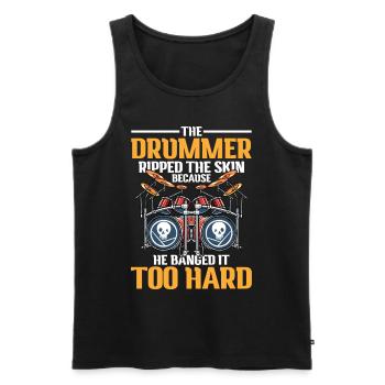 The Drummer Ripped Because He Banged It Too Hard - Männer Premium Bio Tank Top - Schwarz - Vorne - Michal (187cm)