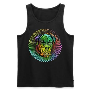 Boxer Retro - Männer Premium Bio Tank Top - Schwarz - Vorne - AI Model Male 178 light (178cm)
