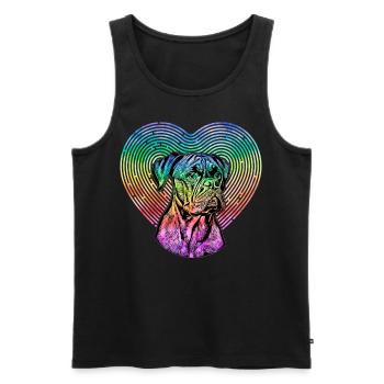 Boxer Retro - Männer Premium Bio Tank Top - Schwarz - Vorne - AI Model Male 178 light (178cm)