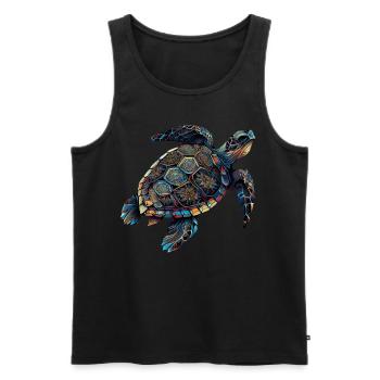 Geometric Turtle Colorful Abstract Rainbow - Men's Premium Organic Tank Top - black - Front - AI Model Male 178 light (178cm)