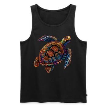 Geometric Turtle Colorful Abstract Rainbow - Men's Premium Organic Tank Top - black - Front - AI Model Male 178 light (178cm)