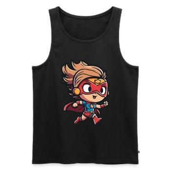 Cute superheroine with comic-style cape - Men's Premium Organic Tank Top - black - Front - Michal (187cm)