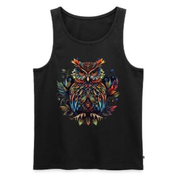Geometric Owl Colorful Abstract Rainbow - Men's Premium Organic Tank Top - black - Front - AI Model Male 178 light (178cm)