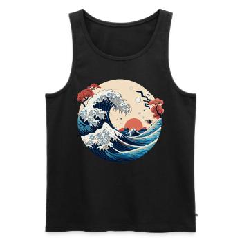 Great Wave Japanese Vaporwave Painting - Men's Premium Organic Tank Top - black - Front - Michal (187cm)