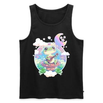 Cottagecore Grenouille Banjo Mignon Pastel Academia Aesthe - Débardeur bio Premium Homme - noir - Devant - Michal (187cm)