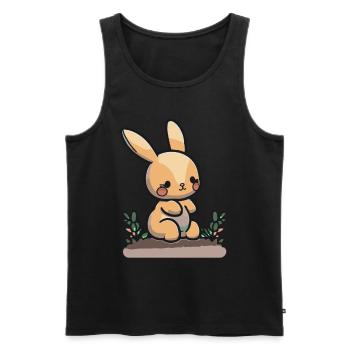 Lapin de dessin animé mignon pour les enfants et les élèves de maternelle - Débardeur bio Premium Homme - noir - Devant - Michal (187cm)