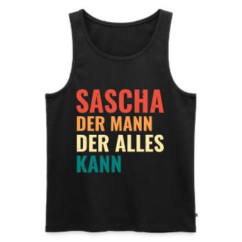 Sascha Der Mann Der Alles Kann Vorname Sascha - Männer Premium Bio Tank Top - Schwarz - Vorne - Michal (187cm)