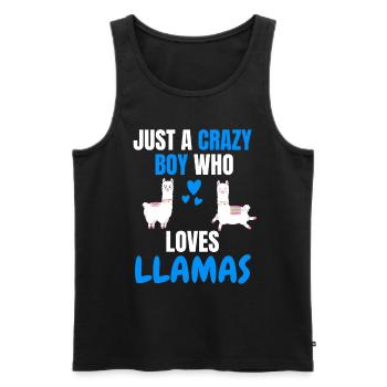 Crazy Boy Alpaga Cadeau Drôle Lama - Débardeur bio Premium Homme - noir - Devant - Michal (187cm)