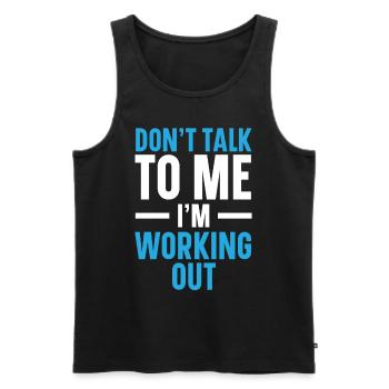 Ne me parlez pas, je m’entraîne Gym Fitness - Débardeur bio Premium Homme - noir - Devant - Michal (187cm)