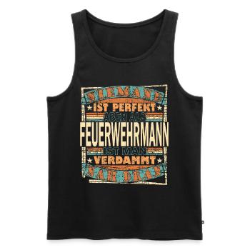 Feuerwehrmann Spruch Geschenkidee - Männer Premium Bio Tank Top - Schwarz - Vorne - Michal (187cm)