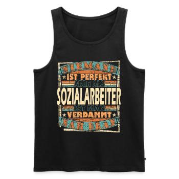 Sozialarbeiter Held Aufgaben Sozialpädagoge Beruf - Männer Premium Bio Tank Top - Schwarz - Vorne - Michal (187cm)