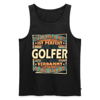 Golf Golfer Golfschläger Golfball Geschenk - Männer Premium Bio Tank Top - Schwarz - Vorne - Michal (187cm)