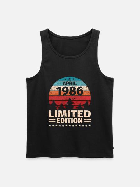 37-årsdag April Årgång 1986 Vintage - Ekologisk premium tanktopp herr - svart