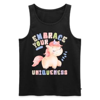 Kawaii Einhorn, Spruch, Einhorn-Unicorn Aquarell - Männer Premium Bio Tank Top - Schwarz - Vorne - AI Model Male 178 light (178cm)