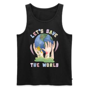 Umwelttag, Kawaii Erde Spruch Let's-save-the-world - Männer Premium Bio Tank Top - Schwarz - Vorne - AI Model Male 178 light (178cm)