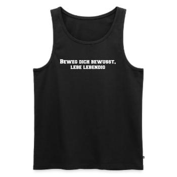 Pilates - Beweg dich bewusst, lebe lebendig - Männer Premium Bio Tank Top - Schwarz - Vorne - AI Model Male 178 light (178cm)