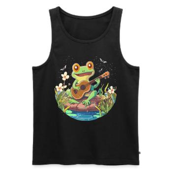 Countryside Guitarist Frog Cottagecore Aesthetic - Men's Premium Organic Tank Top - black - Front - AI Model Male 178 light (178cm)